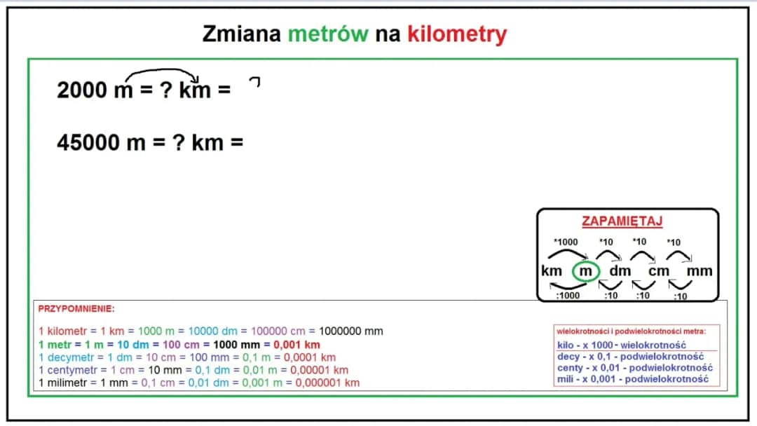 Konwersja metrów na kilometry: przelicznik metrów na kilometry
